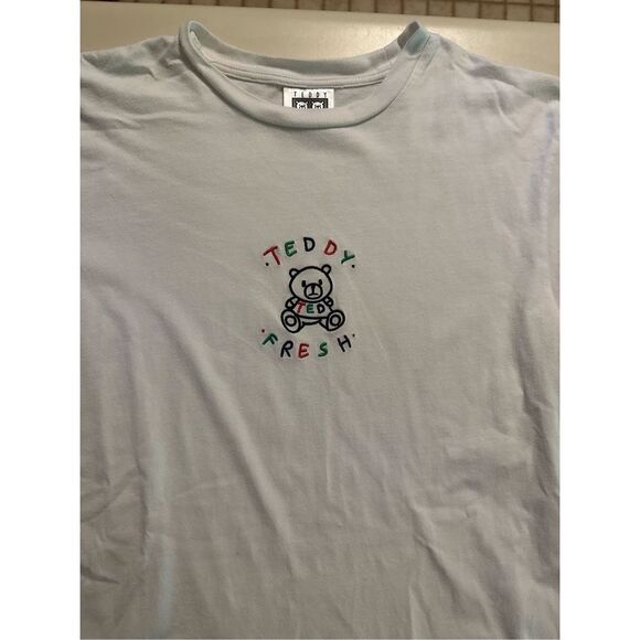 Teddy Fresh Colorful Embroidered Logo White T-Shirt Adult Men’s Size Small - Picture 1 of 7